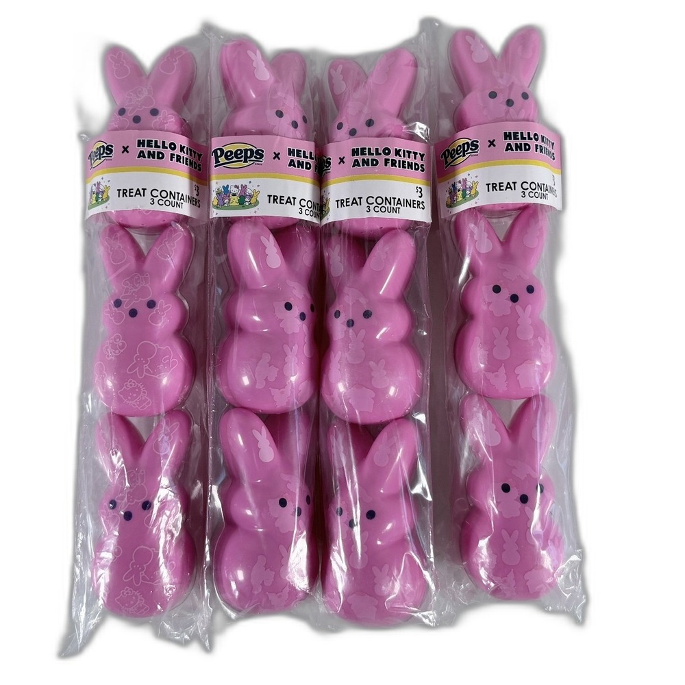 Peeps x Hello Kitty Friends Pink Bunny Treat‎ Containers 3 Count 4 Pack 12 Total